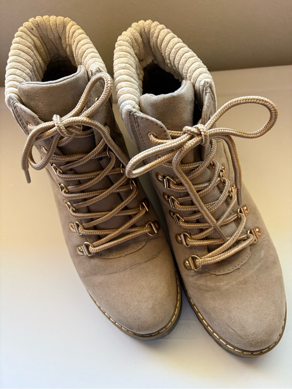 Cliffs by WHITE MOUNTAIN Taupe Lace-Up Suede Ankle Boots